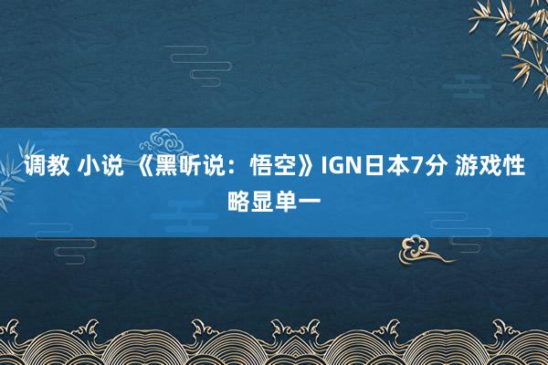 调教 小说 《黑听说：悟空》IGN日本7分 游戏性略显单一