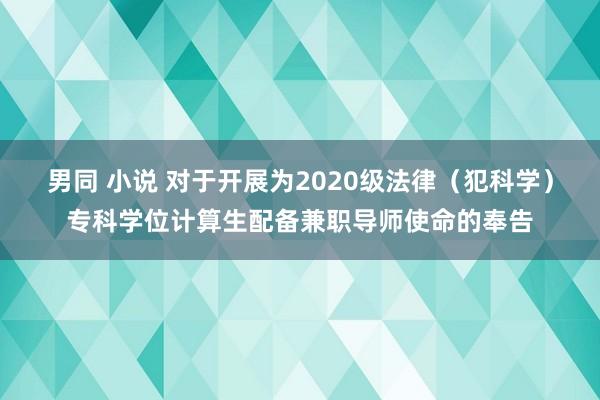 男同 小说 对于开展为2020级法律（犯科学）专科学位计算生配备兼职导师使命的奉告