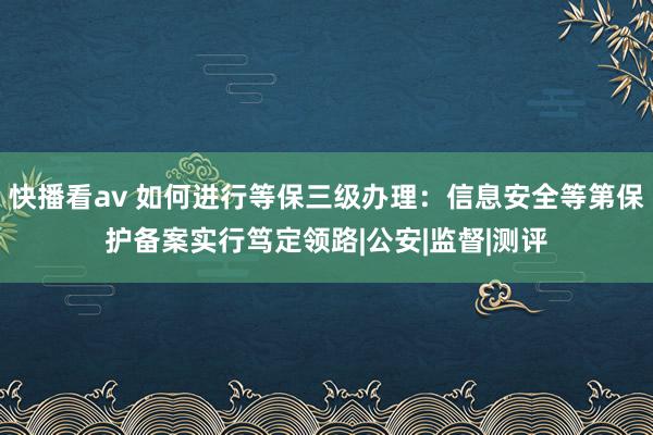 快播看av 如何进行等保三级办理：信息安全等第保护备案实行笃定领路|公安|监督|测评