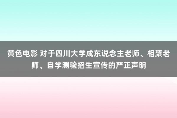 黄色电影 对于四川大学成东说念主老师、相聚老师、自学测验招生宣传的严正声明